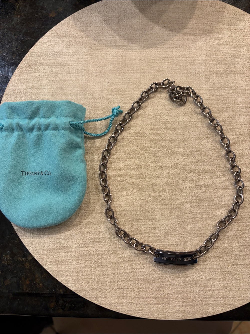 Tiffany & Co. Silver Chain Necklace with Blue Pouch